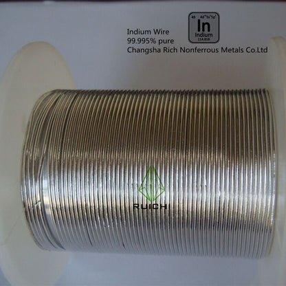 99.995% pure 3 / 4 / 5mm diameter Indium Wire, 1 meter per spool