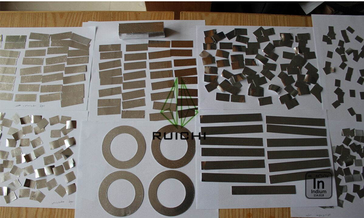 Indium Foil Various Custom Made Size 99.995% Pure Indium Metal Foil Sheet