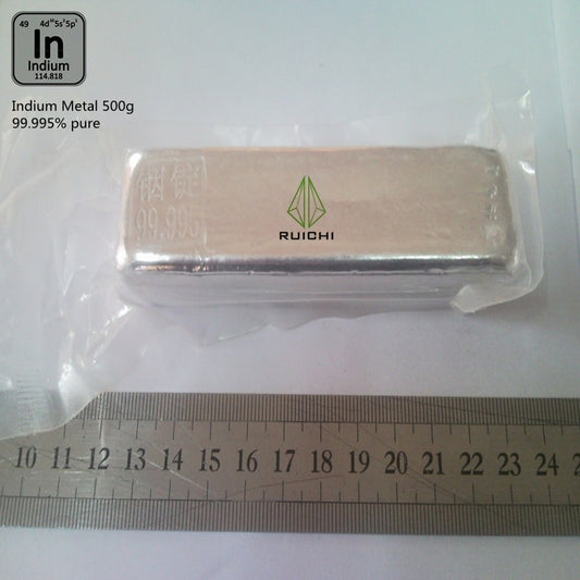 Indium Metal Ingot, 99.995% pure 1000g (1kg)