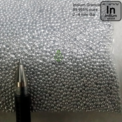 50 Grams 99.995% Pure Indium Granule Indium Shot element 49 Indium Metal Ball Free Shipping