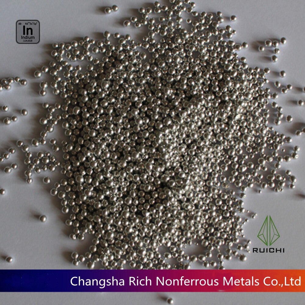 99,995 % Reinheit 10 g 20 g 50 g 100 g 500 g 1000 g Indium-Granulat Indium-Schrotelement 49 Indium-Metallkugel