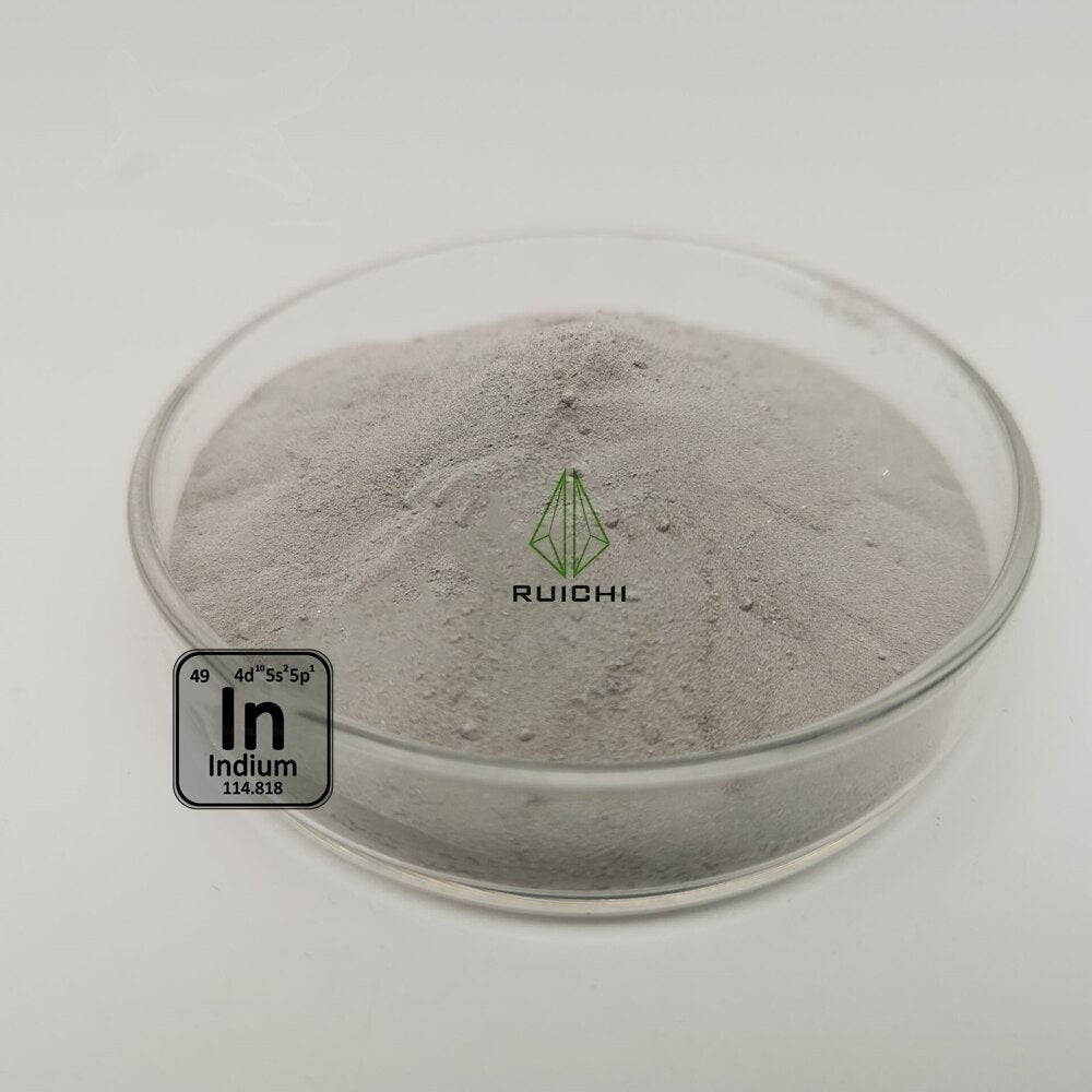 RUICHI 99,99 % Reinheit – 325 Mesh, Element 49 Indium-Metallpulver, 1000 g