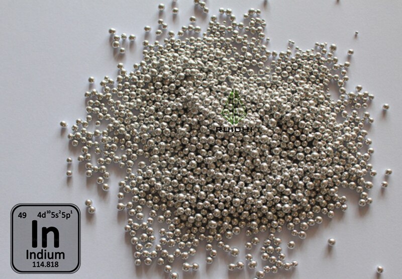500 Gramm 99,995 % reines Indium-Granulat, Indium-Schusselement, 49 Indium-Metallkugeln