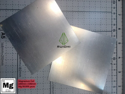 Pure Magnesium Foil Sheet, Mg 99.99%, 0.5x 100 x 100 mm/pc.